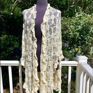 Beautiful Rayon crocheted Ruana Vintage Rose new